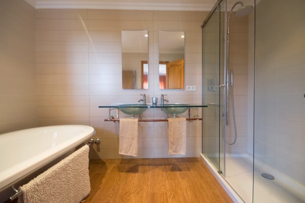 Ensuite to Bedroom 1 - All the bathrooms were installed in the Winter of 06/07 using incredible Porcelanosa tiles and fittings.